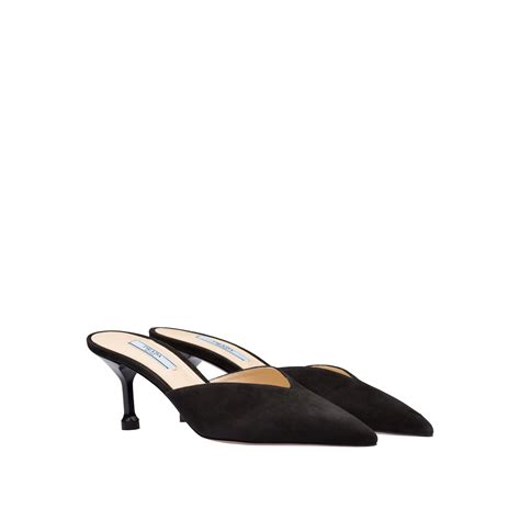 prada black suede mules|prada slippers and mules.